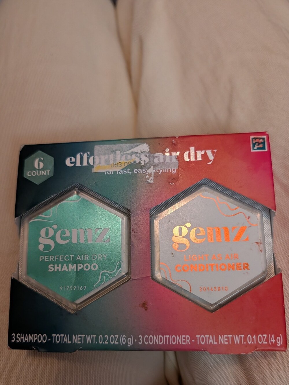 Gemz Effortless Air Dry Shampoo Mini Kit (6 Count) - NIB - TSA Travel Approved